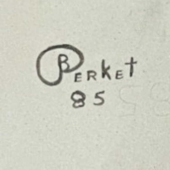 Vtg 1985 PIE PLATE Stoneware Signed Handpainted Ruffled Fluted Oven Safe Floral - Picture 12 of 14